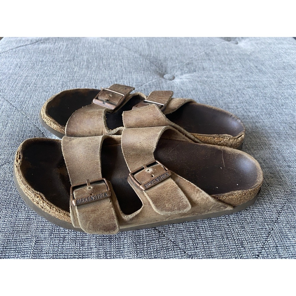 Birkenstock Arizona Women's Size 38 (US 7-7.5) Sandals Brown Leather Two Strap